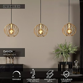 DANZA Pendant light 3xE27 matt gold / brass (Lucide)