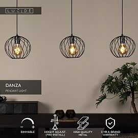 DANZA Pendant light 3xE27 black (Lucide)