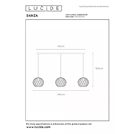 DANZA Pendant light 3xE27 black (Lucide)
