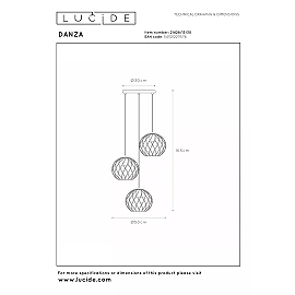 DANZA Pendant light Ø50 cm 3xE27 black (Lucide)