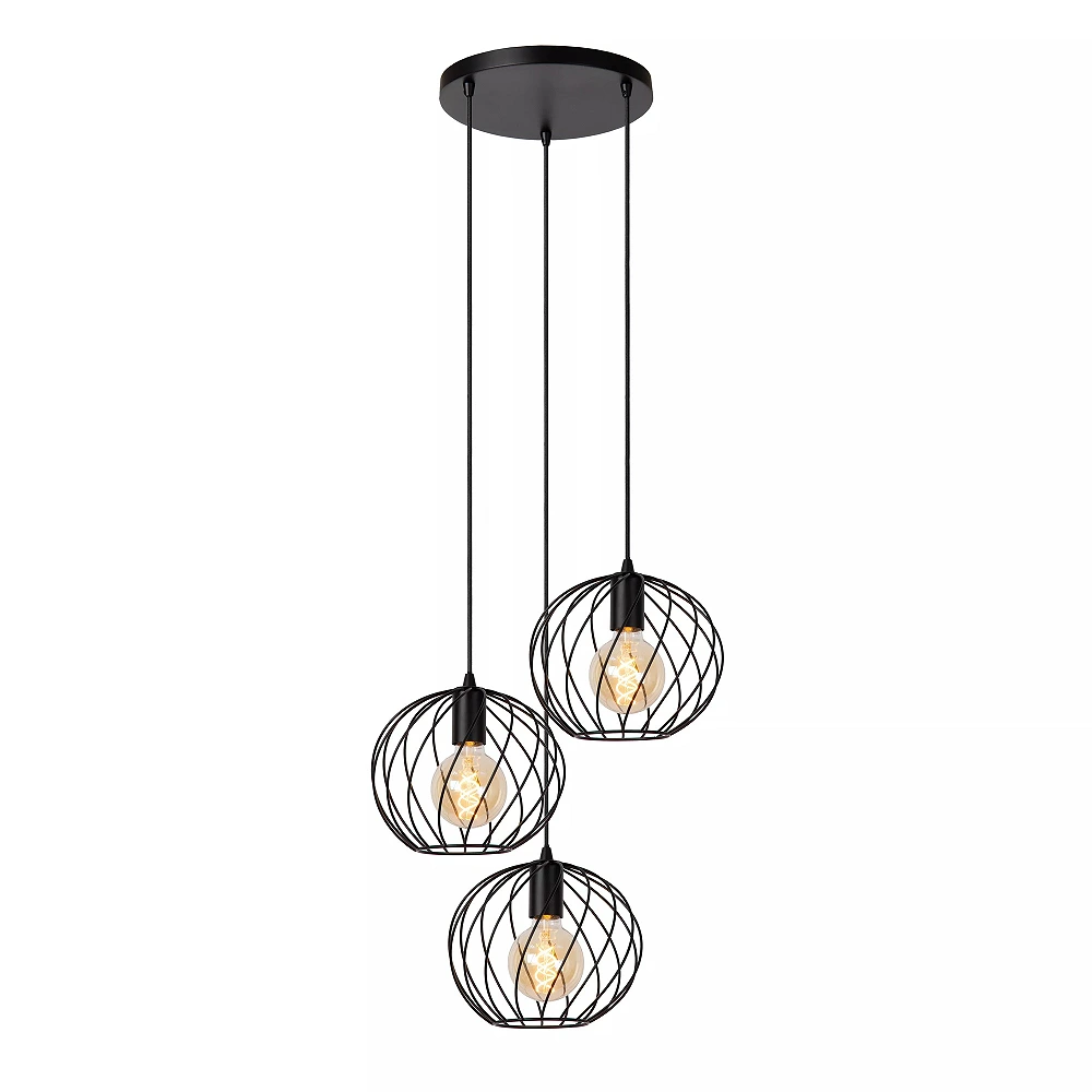 DANZA Pendant light Ø50 cm 3xE27 black (Lucide)