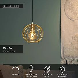 DANZA Pendant light Ø25 cm 1xE27 matt gold / brass (Lucide)