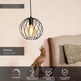 DANZA Pendant light Ø25 cm 1xE27 black (Lucide)