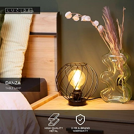 DANZA Table lamp Ø25 cm 1xE27 black (Lucide)