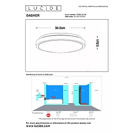 DASHER bathroom ceiling light Ø34.8 cm LED 18 W black (Lucide)