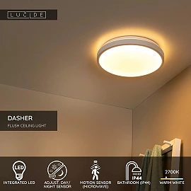 DASHER bathroom ceiling light Ø34.8 cm LED 18 W white (Lucide)