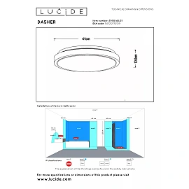 DASHER bathroom ceiling light Ø41 cm LED 24 W white (Lucide)