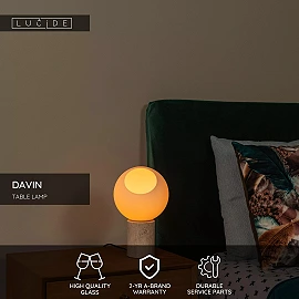 DAVIN galda lampa 24x24 cm 1xE27 opāla (Lucide)