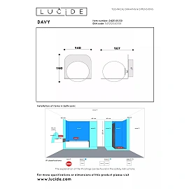 DAVY Wall light Bathroom 1x33W G9 IP44 Black (Lucide)