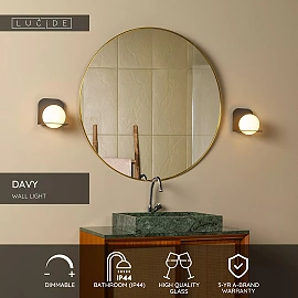 DAVY Wall light Bathroom 1x33W G9 IP44 Black (Lucide)