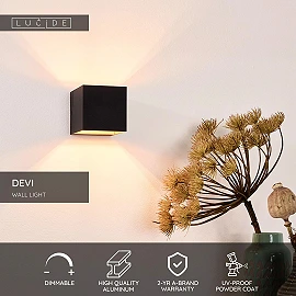 DEVI wall light 1 x 42 W G9 black (Lucide)