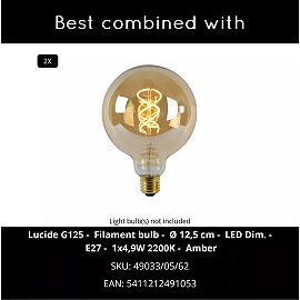 Piekarama lampa DIKRA 2xE27 60W melna (Lucide)