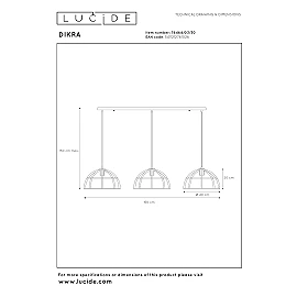 Piekarama lampa DIKRA Ø40 cm 3xE27 60W melna (Lucide)