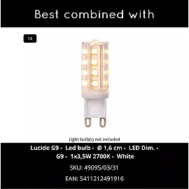 DILETTA sienas lampa 1 x 40 W G9 melna (Lucide)