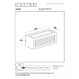 DIMO Wall light Indoor/Outdoor 1x18W E27 IP54 Anthracite (Lucide)