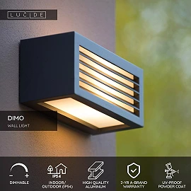 DIMO Wall light Indoor/Outdoor 1x18W E27 IP54 Anthracite (Lucide)