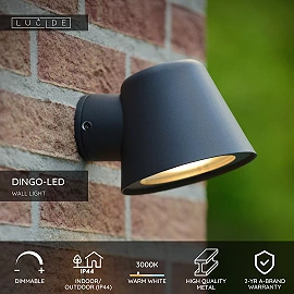 DINGO-LED outdoor wall light LED GU10 1x5W anthracite (Lucide)