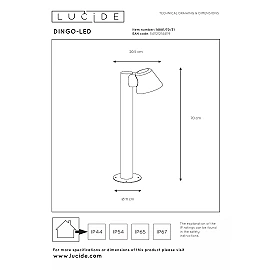 DINGO-LED outdoor bollard light 1 x 5 W GU10 3000K white (Lucide)