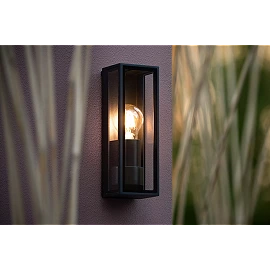 DUKAN outdoor wall light 1xE27 black (Lucide)