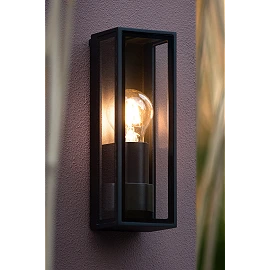 DUKAN outdoor wall light 1xE27 black (Lucide)