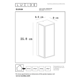 DUKAN outdoor wall light 1xE27 black (Lucide)