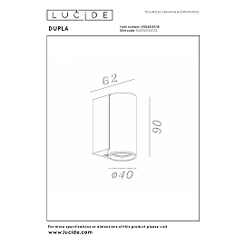DUPLA Wall spotlight 6.2 cm x 4 cm x 6 cm GU10 (MR11) 1x3.8W Grey iron (Lucide)