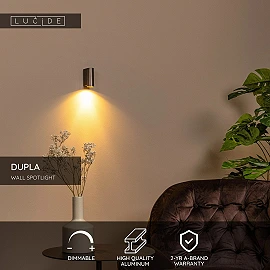 DUPLA Wall spotlight 6.2 cm x 4 cm x 6 cm GU10 (MR11) 1x3.8W Coffee (Lucide)