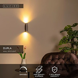 DUPLA Wall spotlight 6.2 cm x 4 cm x 18 cm GU10 (MR11) 2x3.8W Grey iron (Lucide)