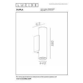 DUPLA Wall spotlight 6.2 cm x 4 cm x 18 cm GU10 (MR11) 2x3.8W Coffee (Lucide)