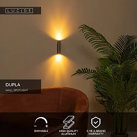 DUPLA Wall spotlight 6.2 cm x 4 cm x 18 cm GU10 (MR11) 2x3.8W Coffee (Lucide)