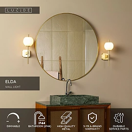 ELDA Wall light Bathroom 1x33W G9 IP44 Matt Gold / Brass (Lucide)