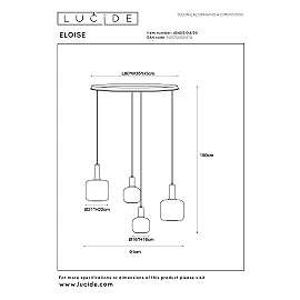 ELOISE Pendant light 4x40W E27 black (Lucide)