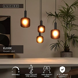 ELOISE Pendant light 4x40W E27 black (Lucide)