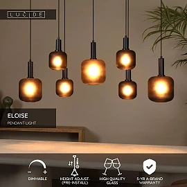 ELOISE Pendant light 7x40W E27 black (Lucide)