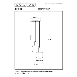 ELOISE Pendant light 3x40W E27 black (Lucide)
