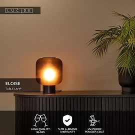 ELOISE Table lamp Ø21cm 1x40W E27 black glass (Lucide)