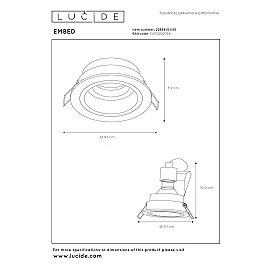 EMBED recessed spotlight 1xGU10 Black (Lucide)