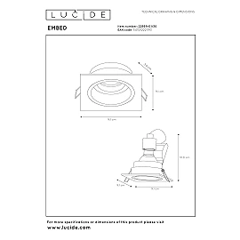 EMBED recessed spotlight 1xGU10 Black (Lucide)