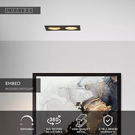 EMBED recessed spotlight 2xGU10 Black (Lucide)