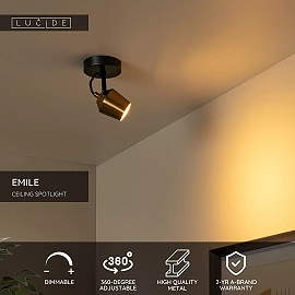 EMILE ceiling spotlight Ø10.5 cm 1xGU10 matt gold / brass (Lucide)