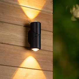 ERIN Wall spotlight Indoor/Outdoor 2x5W Integrated LED IP65 Black (Lucide)