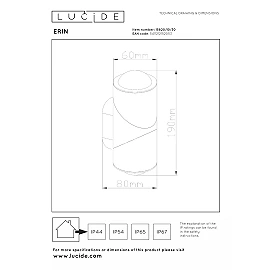 ERIN Wall spotlight Indoor/Outdoor 2x5W Integrated LED IP65 Black (Lucide)