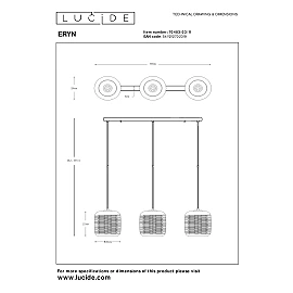 ERYN piekarama lampa 88x20 cm 3xE27 hroma (Lucide)