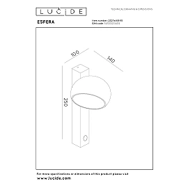 ESFERA wall light LED dimmable 9W 2700K grey iron (Lucide)