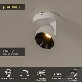 ESFERA ceiling spotlight LED dimmable 11W 2700K white (Lucide)