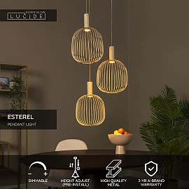 ESTEREL pendant light 3xGU10 MR11 Taupe (Lucide)