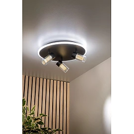 EVERINA Griestu lampa Ø40 cm 3x5W LED CCT 2200K/6500K melna (Lucide)