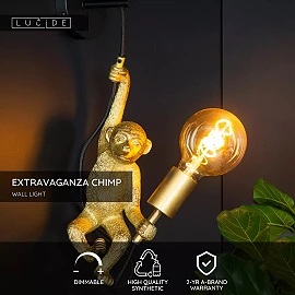 EXTRAVAGANZA CHIMP wall light 1 x 60 W E27 black (Lucide)