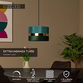EXTRAVAGANZA TUSSE pendant light Ø30 E27 green (Lucide)
