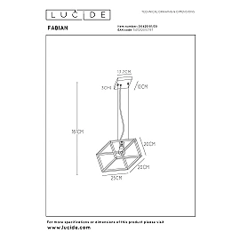 FABIAN Pendant light 1x40W E27 Black (Lucide)